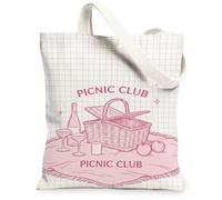 Bolsa de lona para mujer, pícnic, casual, copas de vino, verano, melocotón, lavable, reutilizable, ideal para viajes, trabajo, compras, librería, 13 x 15 pulgadas