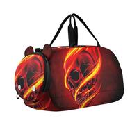 Bolsa de lona para niñas, diseño de gnomos, color rosa y blanco con diseño de corazón y blanco, Calavera de llama roja fresca, Classic