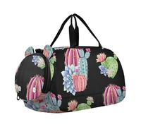 Bolsa de lona para niños, color negro y gris, con estampado de leopardo, color blanco y negro, Cactus verde acuarela suculentas negras, Classic