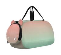 Bolsa de lona para niños, con bandera del mundo, para fin de semana, para viajes, gimnasio, para niños, Gradiente rosa coral aguamarina, Classic
