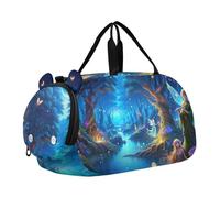 Bolsa de lona para niños con diseño de caballos corriendo por el bosque y río, pintura Bosque mágico, Classic