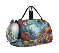 Bolsa de lona para niños con diseño de caballos corriendo por el bosque y río, Suculentas coloridas 2, Classic