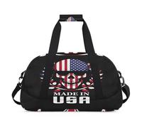 Bolsa de lona para niños con diseño de calavera con bandera de Estados Unidos, bolsa de viaje de 24 litros, bolsa de viaje deportiva para gimnasio, práctica, color, 24 L, Organizador de bolsas