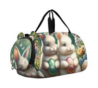 Bolsa de lona para niños, con diseño de koala, atardecer, romance, fin de semana, para viajes, gimnasio, equipaje para niños, Happy Bunnies - Búsqueda de huevos de Pascua, Classic