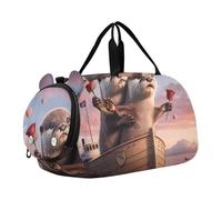 Bolsa de lona para niños, con diseño de koala, atardecer, romance, fin de semana, para viajes, gimnasio, equipaje para niños, Cute Otters - Paseo en barco de San Valentín, Classic