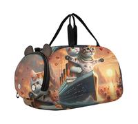 Bolsa de lona para niños, con diseño de koala, atardecer, romance, fin de semana, para viajes, gimnasio, equipaje para niños, Charming Cats Titanic Love Sunset, Classic