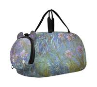 Bolsa de lona para niños, diseño de Albert Bierstadt Yosemite con estampado de paisaje para niñas, bolsa de viaje para pasar la noche, para niños pequeños, Claude Monet Agapanthus anagoria, Classic