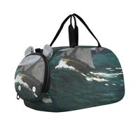 Bolsa de lona para niños, diseño de Albert Bierstadt Yosemite con estampado de paisaje para niñas, bolsa de viaje para pasar la noche, para niños pequeños, Claude Monet Print Ocean Wave Sailing