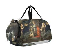 Bolsa de lona para niños, diseño de jinete árabe Delacroix, bolsa de viaje para niños, bolsa de viaje para zapatos, Leonardo da Vinci Virgin Rocks, Classic