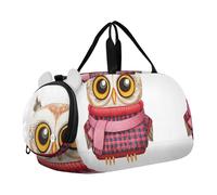 Bolsa de lona para niños, diseño de murciélagos y búhos, color naranja, para Halloween, para viajes, gimnasio, equipaje para niños, Búho vintage a cuadros blanco lindo, Classic