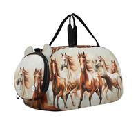 Bolsa de lona para niños, diseño de perro pomeranian Forest para niños, bolsa de viaje para niños, Caballos corriendo viento, Classic