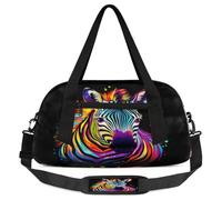 Bolsa de lona para niños, niñas y adolescentes, diseño de cebra arcoíris, para deportes, gimnasio, viajes, gimnasia, baile, ballet, multicolor