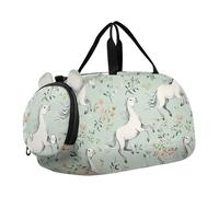 Bolsa de lona para niños o niñas con compartimento para zapatos, diseño floral de caballos blancos, bolsa de viaje para la noche