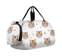 Bolsa de lona para niños o niñas con compartimento para zapatos, fondo blanco, bolsa de viaje deportiva con diseño de tigre