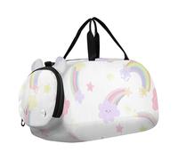 Bolsa de lona para niños, para fin de semana, con estampado de tortugas marinas, azul brillante, bolsa de viaje para niños, gimnasio, Estrellas de colores pastel y nube arcoíris, Classic