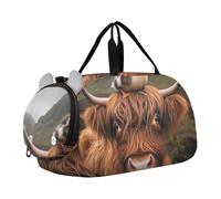 Bolsa de lona para niños, para fin de semana, viajes, para niñas, gimnasio, equipaje, rana divertida, setas, Divertido pato de vaca de las tierras altas, Classic