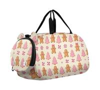 Bolsa de lona para niños y niñas, diseño de pan de jengibre, rosa y Navidad
