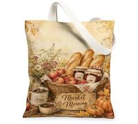 Bolsa de lona para pan, estilo rústico, vintage, manzanas, flores, otoño, marrón, para uso diario, 13 x 15 pulgadas, Marrón, 13x15 Inch