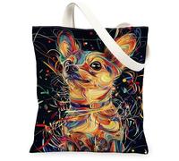 Bolsa de lona para perro para mujer, abstracta, moderna y colorida, patrones abstractos, sin multicolor, lavable, reutilizable, estética, ideas para viajes, trabajo, compras, librería, 13 x 15