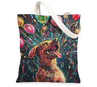 Bolsa de lona para perro, para mujer, festiva, colorida, bolas de aire, celebración, multicolor, lavable, reutilizable, bolsa de mano para uso diario, ideas para viajes al aire libre, día de trabajo