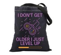Bolsa de lona para videojuegos, regalos de juegos de arcade, regalo de juego geek, I Don't Get Older i Just Level Up, Beauty Beast - Bolsa de mano, color azul, L, Bolsa de mano