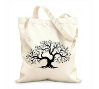 Bolsa de lona para vino Diseño de logotipo de árbol vibrante abstracto, logotipo de árbol raíz, icono del árbol de la vida en decoración de pared, arte de pared Tela de 12 oz de grosor 25x30cm