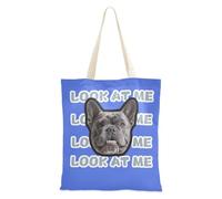 Bolsa de lona personalizada con diseño de avatares para mascotas, color azul real, con bolsillos, para dama, liso