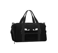 Bolsa de lona plana negra con compartimento para zapatos, gimnasio, fin de semana para hombres y mujeres, bolsa de viaje impermeable con bolsillo húmedo para zapatos sucios