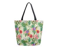 Bolsa de lona Planta medicinal Verano Mujer Bolsa de playa Amapola Flores tropicales Bolso de hombro Bolso grande reutilizable Ligero para ir de compras Viajes de comestibles