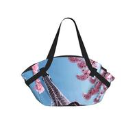 Bolsa de lona plegable con diseño de la Torre Eiffel de París al óleo, impermeable, para viajes, camping, parque al aire libre, playa