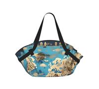 Bolsa de lona plegable con diseño de mapa de geografía del mundo, impermeable, para viajes, camping, parque al aire libre, playa