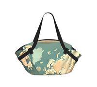 Bolsa de lona plegable con diseño de mapa del mundo, impermeable, para viajes, camping, parque al aire libre, playa