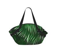 Bolsa de lona plegable con estampado de hojas verdes de palmera y plantas tropicales, bolsa de lona impermeable, bolsa de viaje, colchón de camping para parque al aire libre, playa