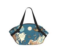 Bolsa de lona plegable con estampado de mapa del mundo, impermeable, para viajes, camping, parque al aire libre, playa