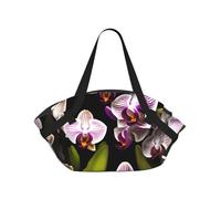Bolsa de lona plegable con estampado de orquídeas, impermeable, bolsa de viaje, colchón de camping para parque al aire libre, playa