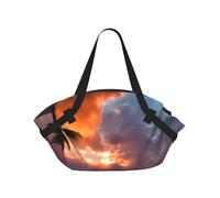 Bolsa de lona plegable con estampado de puesta de sol y playa, impermeable, bolsa de viaje, colchón de camping para parque al aire libre, playa
