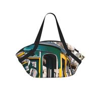 Bolsa de lona plegable con estampado de tranvía de Lisboa, impermeable, bolsa de viaje, colchón de camping para parque al aire libre, playa