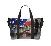 Bolsa de lona plegable con estampado del Día de los Caídos de los soldados militares estadounidenses, ideal para viajes, trabajo, gimnasio, etc