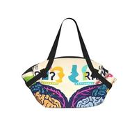 Bolsa de lona plegable con impresión de cerebro izquierdo y derecho, impermeable, bolsa de viaje, colchón de camping para parque al aire libre, playa