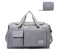 Bolsa de lona plegable multiusos de 20 L, bolsa de gimnasio, yoga, bolsa de compras, organizador de viaje, bolsa de cabina, paquete variado, compartimento húmedo y seco, Gery, Casual moderno