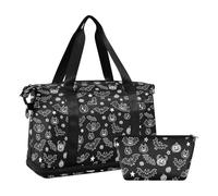Bolsa de lona plegable negra malvada de Halloween, murciélago, monstruos, bolsa de deporte con correa ajustable para entrenamiento