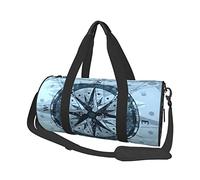 Bolsa de Lona Redonda Azul Longitud Windrose brújula Bolsa de Viaje Gran Capacidad Bolso de Mano para Hombres Mujeres