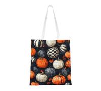 Bolsa de lona reutilizable con estampado de fantasma y calabaza para Halloween, para truco o trato, compras de comestibles y mucho más, Otoño Halloween 9, Talla única