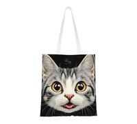 Bolsa de lona reutilizable con estampado de gatos para truco o trato, compras de comestibles y mucho más, Gatos 6, Talla única