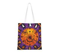 Bolsa de lona reutilizable con estampado de Halloween para truco o trato, compras de comestibles y mucho más, Halloween 8, Talla única