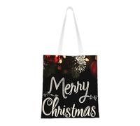 Bolsa de lona reutilizable de Navidad para truco o trato, compras de comestibles y mucho más, Black Christmas 4, Medium