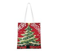 Bolsa de lona reutilizable de Navidad para truco o trato, compras de comestibles y mucho más, Rojo Christmas 10, Medium