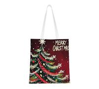 Bolsa de lona reutilizable de Navidad para truco o trato, compras de comestibles y mucho más, Rojo Navidad 8, Medium