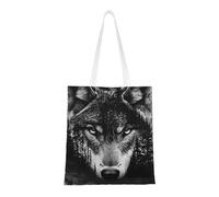 Bolsa de lona reutilizable de Navidad para truco o trato, compras de comestibles y mucho más, Wolf 7, Medium
