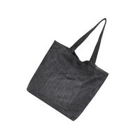 Bolsa de lona reutilizable para compras de comestibles, bolsas de hombro para viajes, gimnasio, trabajo diario, libros, bolsas de tela de gran capacidad con bolsillos externos, Black, One Size
